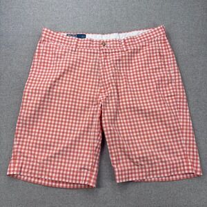 Vintage 90s Polo Ralph Lauren Gingham Shorts Men 35 Orange Plaid Suffield Preppy